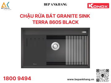 Chậu rửa bát 1 hố Konox đá Granite Sink Terra 860S - Màu Đen